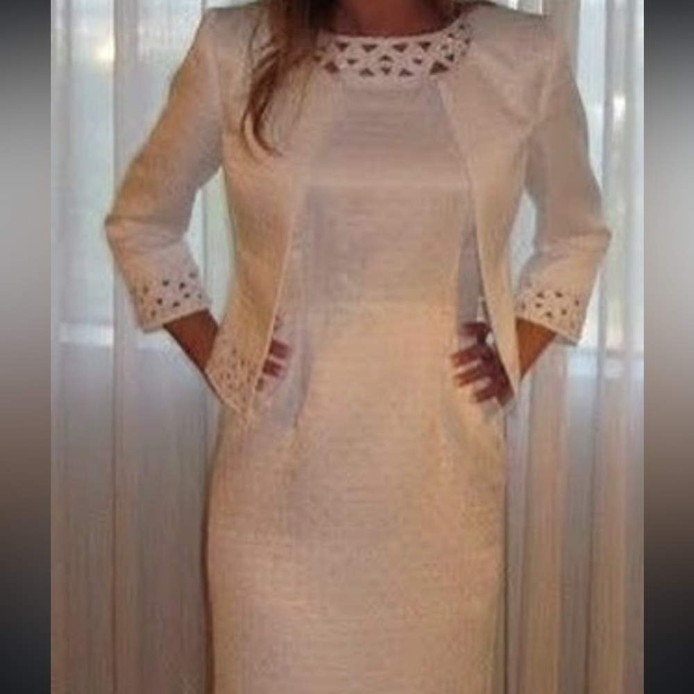 ANTONIO MELANI Textured White Dress with Jacket